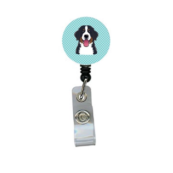 Teacher'S Aid Checkerboard Blue Bernese Mountain Dog Retractable Badge Reel TE249540
